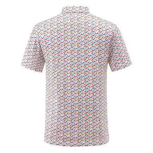 Polo à manches courtes pour homme, motif géométrique, tissu tissé décontracté, design imprimé - Product Image 4