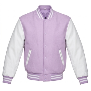 Chaqueta Varsity para Hombre en Color Gris Marrón con Bloques de Color, Mangas de Cuero, Mezcla de Lana, Abrigo de Invierno - Product Image 2