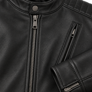 Veste de motard en cuir véritable pour homme STITCH MASTER PRO INDUSTRIES, avec logo personnalisé sur le devant, capuche, manteau d'hiver, vêtements d'extérieur - Product Image 5