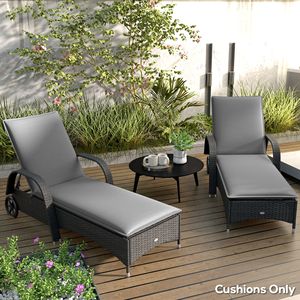 Set di 2 Cuscini Grigi per Chaise Longue da Esterno, Tessuto UPF50+ 200gsm, 76" X 23"-Pieghevoli - Product Image 2