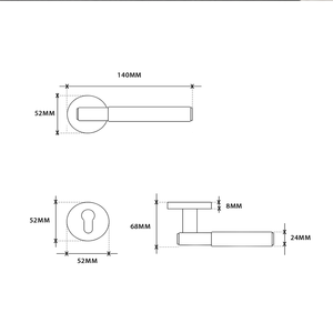 Cerradura de puerta de aleación de aluminio de lujo Simple y ligera cepillada de cobre dormitorio habitación silenciosa cerradura dividida manija de puerta interior moderna - Product Image 5