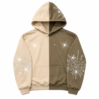 Sweat-shirt unisexe à blocs de couleur avec strass, coupe classique, en molleton bouclette, pour l'hiver, décontracté, designs personnalisés