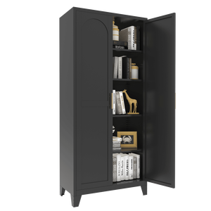 Armadio di Stoccaggio in Metallo Nero Modello 71 2 con Ripiani Regolabili per Camera da Letto, Soggiorno e Cucina - Product Image 4
