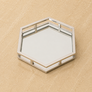 Product Apricate Luxury Stainless Steel Hexagon <b>Mirror</b> Serving <b>Tray</b> Modern Open Frame Display Platter Premium Decor - Product Image 1