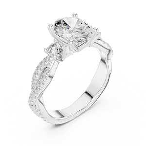 Anillo de Compromiso de Diamantes de Corte Oval Platino para Mujer, Diamantes de Corte Lateral, Certificado IGI, Estilo de Lujo, Regalo de Aniversario de Bodas de 14K - Product Image 3