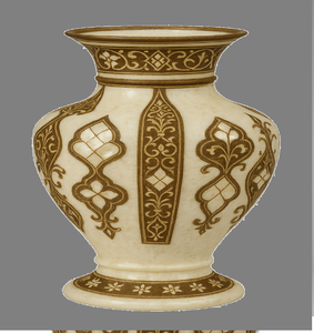 Vase élancé en acajou foncé avec des gravures de pivoines dorées s'étalant sur toute la surface. Sofistication classique disponible à prix de gros. - Product Image 4