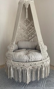 Relax Cotton Macrame Hanging <b>Swing</b> For Patio | <b>Swing</b> For Adults and Children To Read Book Comfortably | Macrame Chair For Indoor - Product Image 2