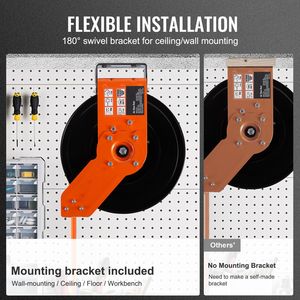 Avvolgitubo Ibrido Retrattile 3/8 X 50 FT 300 PSI per Aria Compressa, Montaggio a Soffitto/Parete, Strumento per Riparazioni Auto con 5 Prese Interne - Product Image 3
