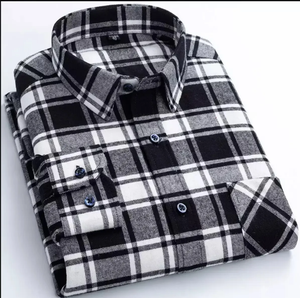 Customized 100% Cotton Flannel Solid <b>Dress</b> Shirts <b>Men</b> Quilted Lined Buttons Formal Stand Breathable Spring Long Sleeve ODM - Product Image 6