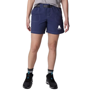 Shorts décontractés pour femme BE DOT en toile Oxford unie, respirants, taille haute élastique, séchage rapide, avec poches et logo sur la jambe droite - Product Image 1