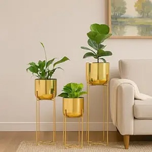Popular Simple Gold Plated Metal Flower <b>Vase</b> Large Floor <b>Standing</b> <b>Vase</b> for Event Decoration Handmade Style Home Wedding Hotel - Product Image 6