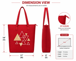 300gsm Red Fashion Canvas Polyester <b>Tote</b> Bag Zipper Closure Cotton Shopping Bag 19x17x5 Custom Logo Eco Friendly Reusable Large - Product Image 3