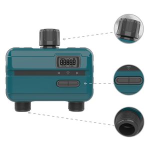 2 منفذ للري ، مؤقت الري لتأخير المطر في الهواء الطلق/تحكم يدوي/أوتوماتيكي بمدخل النحاس - Product Image 5
