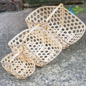 Cesta de Regalo Artesanal de Paja y Bambú, Duradera, Elegante y Natural, Cesta de Embalaje Ecológica, Artesanía Vietnamita - Product Image 2