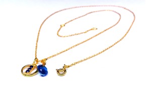Collar con Colgante de Cadena de Serpiente Chapado en Oro de Plata 925 con Cristal Azul y Letra O, Diseño Minimalista, Unisex, para Uso Diario - Product Image 4
