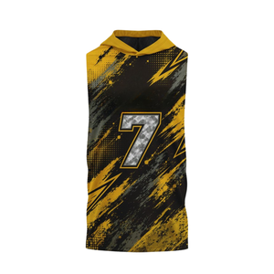 Ensemble Maillot sans Manches à Capuche et Short Assorti pour Garçons, Football 7v7, Imprimé Abstrait Brossé, Nom et Numéro de Joueur Personnalisables - Product Image 3