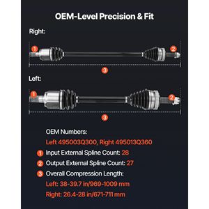 Ensemble d'arbres de transmission homocinétiques 2 pièces avant gauche et droit (côté conducteur et côté passager) – Arbores de transmission homocinétiques de remplacement pour camions - Product Image 3