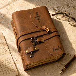 Luxury A5 Rustic Genuine Leather Hardcover <b>Journal</b> Brass Key Lock | Handmade Vintage Deckle Edge Paper Diary Antique <b>Writing</b> - Product Image 1