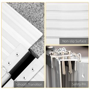 Rampa Pieghevole Portatile in Alluminio Argento da 1,8 m per Sedia a Rotelle, Facile Accesso per Scale e Porte - Product Image 4