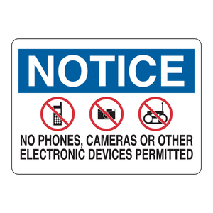 Señal de advertencia Brady: No se admiten teléfonos, cámaras ni dispositivos electrónicos en laboratorios y áreas de seguridad - Product Image 3