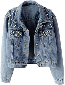 Custom Logo Fashion High Quality Slim Casual Long Sleeve Jean <b>Denim</b> <b>Crop</b> Women's <b>Jacket's</b> OEM Customized Women <b>Denim</b> <b>Jacket</b> - Product Image 3