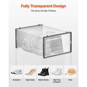 Set di 12 Scatole Impilabili per Scarpe in Plastica PET, Organizzatori Modulari Salvaspazio per Sneaker, Adatte per Taglia US 11, Leggere - Product Image 5