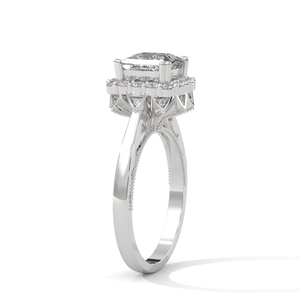 Pregnant Cut Moissanite Halo <b>Ring</b> 925 <b>Silver</b> Prong Set <b>Solitaire</b> Wedding Engagement Band - Product Image 2
