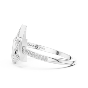 Anillo geométrico moderno con diamante cultivado en laboratorio de corte redondo, engastado en oro blanco de 18 quilates, para boda, compromiso, uso diario/oficina, para mujer. - Product Image 3