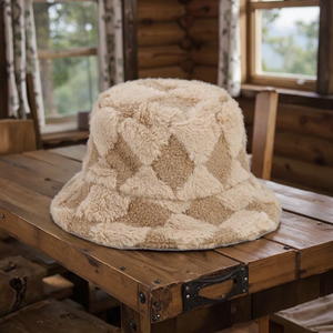 Chapeau bob unisexe en fausse fourrure noir uni, bonnet d'hiver en peluche pour adulte, tricoté à la main, 56-58CM - Product Image 3