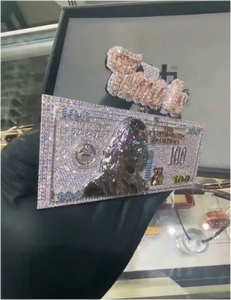 Colgante de efectivo 3D personalizado de Moissanita, Plata de ley 925, Chapado en oro de 18K, Corte brillante redondo estilo Hip Hop, con incrustaciones, Joyería unisex para fiesta - Product Image 3