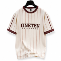 ONETEN APPARELS T-shirt décontracté pour homme, manches courtes, col rond, coupe classique, 85% coton 15% polyester, tricoté, logo imprimé sur le devant, séchage rapide