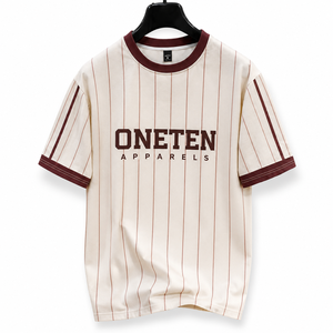 ONETEN APPARELS T-shirt décontracté pour homme, manches courtes, col rond, coupe classique, 100% coton jersey, logo imprimé sur le devant, respirant - Product Image 4