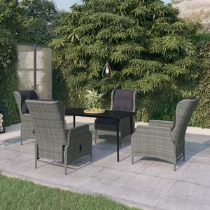 Light Grey And <b>Black</b> Rattan Garden Dining Set 4 Seater Outdoor Furniture Contemporary Weather Resistant Metal <b>Frame</b> - Product Image 3