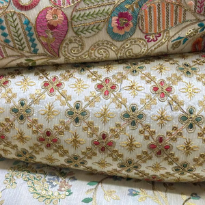 Tissu brodé Mono Banglori, poids moyen, lisse, pour saris, kurtis, robes, tenues de mariée, robes de soirée, accessoires pour filles - Product Image 1