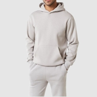 Ensemble survêtement molletonné 100 % polyester épais pour homme, coupe oversize, avec sweat à capuche et taille élastique, personnalisable avec logo – Vente en gros