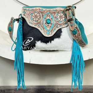 Sac bandoulière en cuir de vachette véritable fait main, à franges, motif designer, nouvelle collection, idéal pour femme – Vente flash premium - Product Image 1