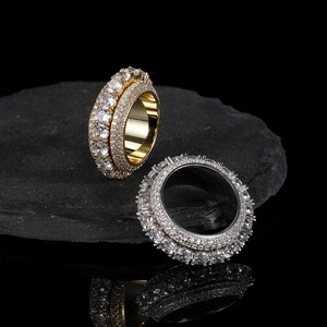 Lab Grown Diamond Eternity Band 925 Silver Round Stone <b>Iced</b> <b>Ring</b> Gold Tone Luxury Wedding Anniversary Statement <b>Ring</b> For Women - Product Image 1