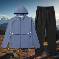Ensemble de survêtement à capuche pour homme à séchage rapide - Ensemble de course respirant en deux pièces avec veste et pantalon