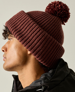 ABINZ ENTERPRISES Gorro de Lana 100% Premium para Hombre, Tejido Acanalado, Transpirable, Impermeable, con Pompón, Casual, Cálido para Invierno, Color Sólido - Product Image 2