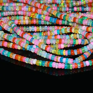 Disco Opal Beads 3 - 5 MM Etíope Opal Strand Multi Opal Rondelle Beads Jóias Fazendo Suprimentos Atacado Produtos