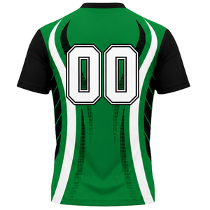 Maillot de volley-ball sublimé vert, noir et blanc, à manches courtes, pour les sports d'équipe, entraînement et compétition - Product Image 2