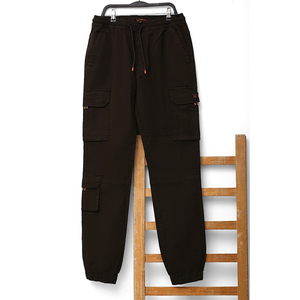 Printed <b>Men</b> Cargo Pull-On Joggers – <b>Elastic</b> Waist Utility Pants with Multi-Pockets, Slim Fit Cotton Stretch <b>Trousers</b> - Product Image 1