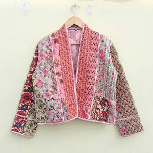 Chaqueta Acolchada de Algodón para Mujer, Hermosa, con Estampado Floral Hecho a Mano, Reversible y Ligera, Nueva Chaqueta de Invierno - Product Image 3