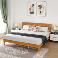 Lit king size en bois massif sculpté, fait main, avec rangement, style rustique, de qualité supérieure, pour chambre à coucher.
