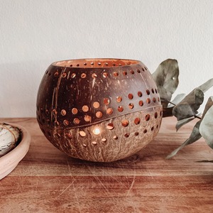 Bougeoirs en noix de coco vintage faits à la main de haute qualité, cadeaux pour décorations de noël - Product Image 4