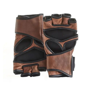Vintage Brown Genuine Leather MMA <b>Gloves</b> – Half-Finger Grappling & Martial Arts Training <b>Gloves</b> - Product Image 6