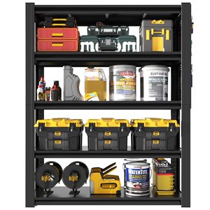 Estantería Metálica Ajustable de 5 Niveles y 78 Pulgadas de Alta Resistencia con Panel Perforado para Garaje, Almacén u Oficina - Product Image 4