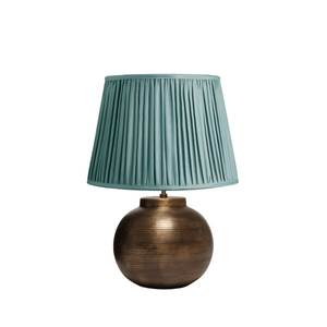 <b>Vintage</b> Luxury Antique Bronze Metal Table <b>Lamps</b> With Teal Pleated Fabric Shade Classic Round Ball Desk <b>Lamp</b> For Living Room <b>Lamp</b> - Product Image 1