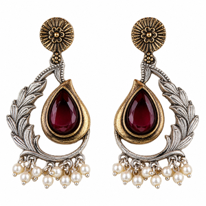 Bulk Price <b>Oxidized</b> Silver Pear Cut Antique Silver-Plated Dangle Earrings Bezel Setting Monalisa Stone Bulk Supplier - Product Image 1