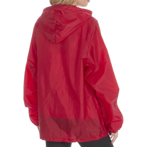 Top Quality <b>Red</b> Hooded <b>Waterproof</b> Rain <b>Jacket</b> Unisex Casual Zipper Closure Lightweight Polyester Spring Wear - Product Image 2